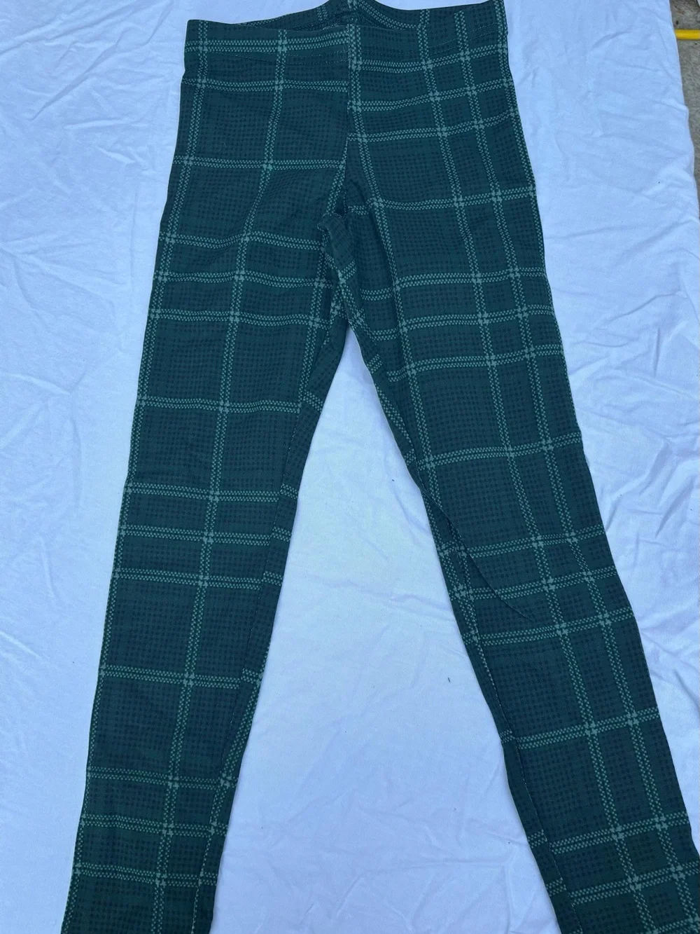 Old Navy Dark Green Plaid Kids Leggings